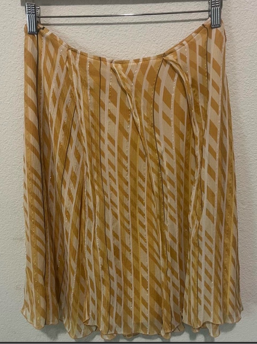 Vintage DKNY Yellow Striped Midi Skirt